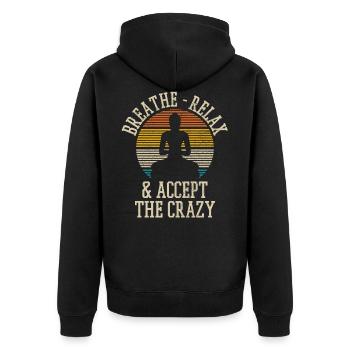 Buddha Vintage Buddhism Zen Yoga Funny Gift - Unisex Premium Organic Zip Hoodie - black - Back - Nico (187cm)