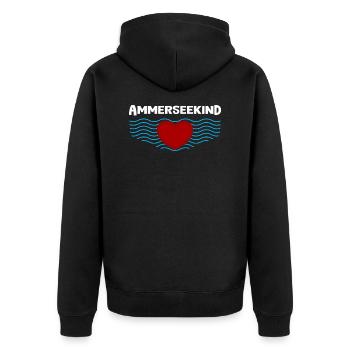 Ammersee Ammerseekind I love Ammersee - Unisex Premium Bio Zip Hoodie - Schwarz - Hinten - Nico (187cm)