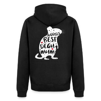 Degu MUM | Gift for degu owners - Unisex Premium Organic Zip Hoodie - black - Back - Nico (187cm)