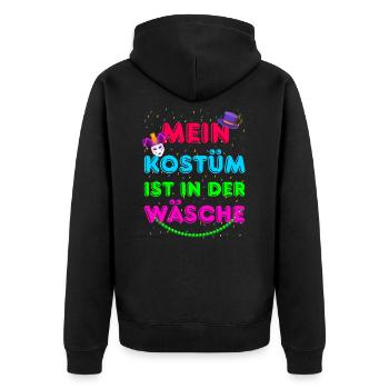 Mein Kostüm ist in der Wäsche | Karneval Fasching - Unisex Premium Bio Zip Hoodie - Schwarz - Hinten - Nico (187cm)