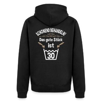 30. Geburtstag 30 Jahre Schonend Behandeln 30 - Unisex Premium Bio Zip Hoodie - Schwarz - Hinten - Nico (187cm)