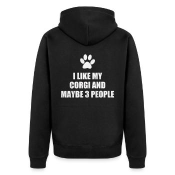 Corgi - Unisex Premium Bio Zip Hoodie - Schwarz - Hinten - Nico (187cm)