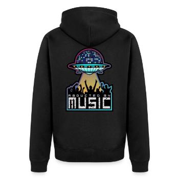 UFO entführt von Music EDM Techno Festival - Unisex Premium Bio Zip Hoodie - Schwarz - Hinten - Nico (187cm)