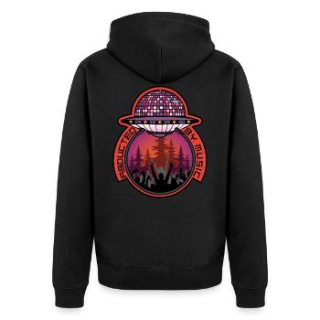 UFO entführt von Music EDM Techno Festival - Unisex Premium Bio Zip Hoodie - Schwarz - Hinten - Nico (187cm)