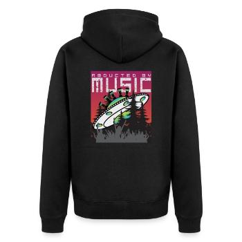 UFO entführt von Music EDM Techno Festival - Unisex Premium Bio Zip Hoodie - Schwarz - Hinten - Nico (187cm)