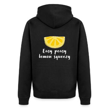 Lemon Zitrone Easy peasy lemon squeezy - Unisex Premium Bio Zip Hoodie - Schwarz - Hinten - Nico (187cm)