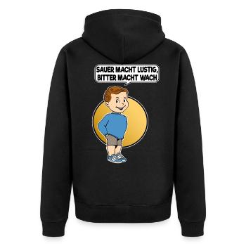 Sauer macht lustig bitter macht wach Techno XTC - Unisex Premium Bio Zip Hoodie - Schwarz - Hinten - Nico (187cm)