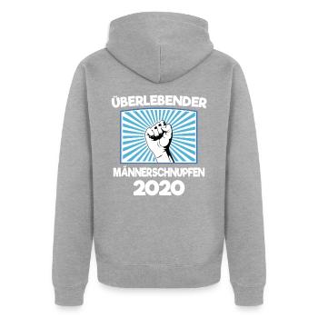 Überlebender Männerschnupfen 2020 Lustig Scherz - Unisex Premium Bio Zip Hoodie - Grau meliert - Hinten - Nico (187cm)