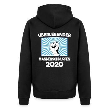 Überlebender Männerschnupfen 2020 Lustig Scherz - Unisex Premium Bio Zip Hoodie - Schwarz - Hinten - Nico (187cm)