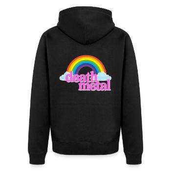 Death Metal Pink Rainbow Clouds Funny Parody - Veste à capuche bio Premium Unisexe - noir - Dos - Nico (187cm)