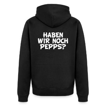 Haben wir noch Pepps? Pep Ballern Teile MDMA XTC - Unisex Premium Bio Zip Hoodie - Schwarz - Hinten - Nico (187cm)