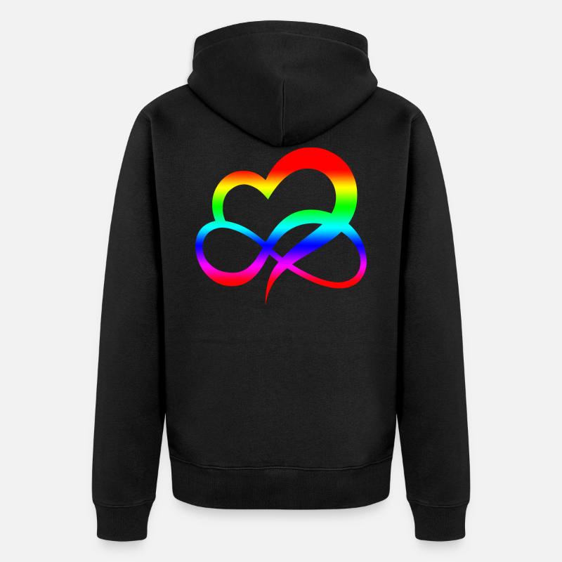 Regenbogen Herz - Unisex Premium Bio Zip Hoodie - Schwarz