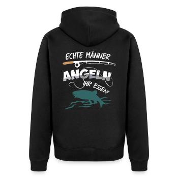 Angeln Angelshirt Angler Angeln - Unisex Premium Bio Zip Hoodie - Schwarz - Hinten - Nico (187cm)