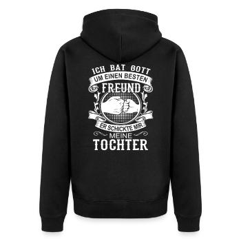 Ich Bat Gott Um Einen Freund Mutter & Tochter - Unisex Premium Bio Zip Hoodie - Schwarz - Hinten - Nico (187cm)