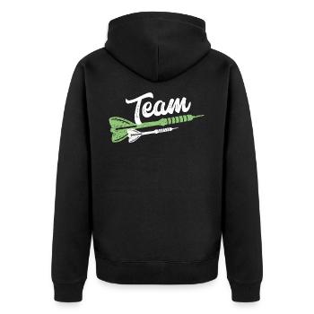 darts darts team - Unisex Premium Organic Zip Hoodie - black - Back - Nico (187cm)