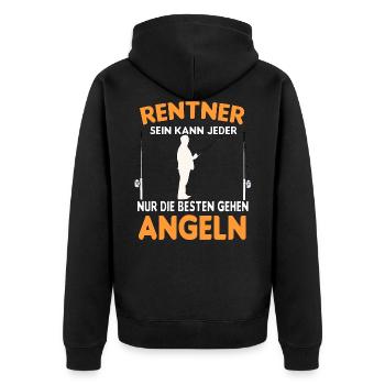 Rentner Angeln Rentnershirt Angelshirt - Unisex Premium Bio Zip Hoodie - Schwarz - Hinten - Nico (187cm)