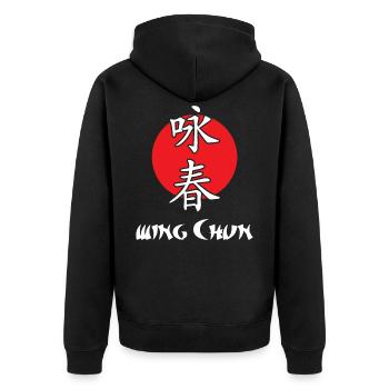 Wing Chun Kung Fu - Unisex Premium Organic Zip Hoodie - black - Back - Nico (187cm)