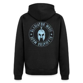 spartaner helm gladiator - Unisex Premium Bio Zip Hoodie - Schwarz - Hinten - Nico (187cm)
