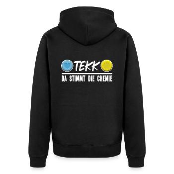 Tekk Hardtekk Chemistry is right MDMA celebrations Ballers - Unisex Premium Organic Zip Hoodie - black - Back - Nico (187cm)