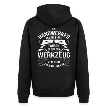 Handwerker Heimwerker Handwerk Handwerker - Unisex Premium Bio Zip Hoodie - Schwarz - Hinten - Nico (187cm)