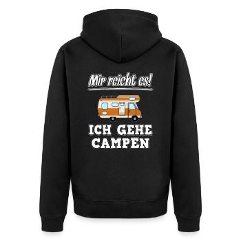 Mir reicht es Ich gehe Campen Rentner Wohnwagen - Unisex Premium Bio Zip Hoodie - Schwarz - Hinten - Nico (187cm)