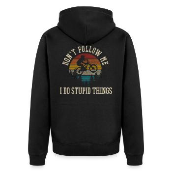 Mountain bike vintage MTB saying funny gift - Unisex Premium Organic Zip Hoodie - black - Back - Nico (187cm)