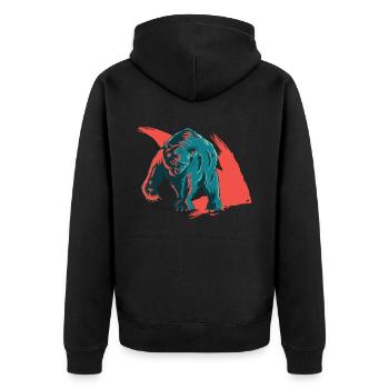 Bear market - Unisex Premium Organic Zip Hoodie - black - Back - Nico (187cm)
