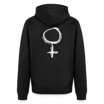 Girl Weiblich Symbol - Unisex Premium Bio Zip Hoodie - Schwarz - Hinten - Nico (187cm)