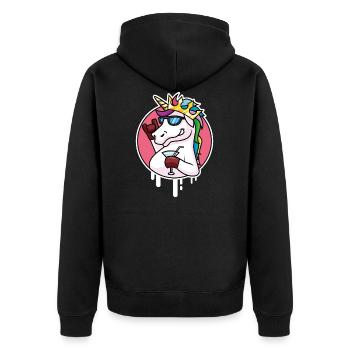 Einhorn party - Unisex Premium Bio Zip Hoodie - Schwarz - Hinten - Nico (187cm)
