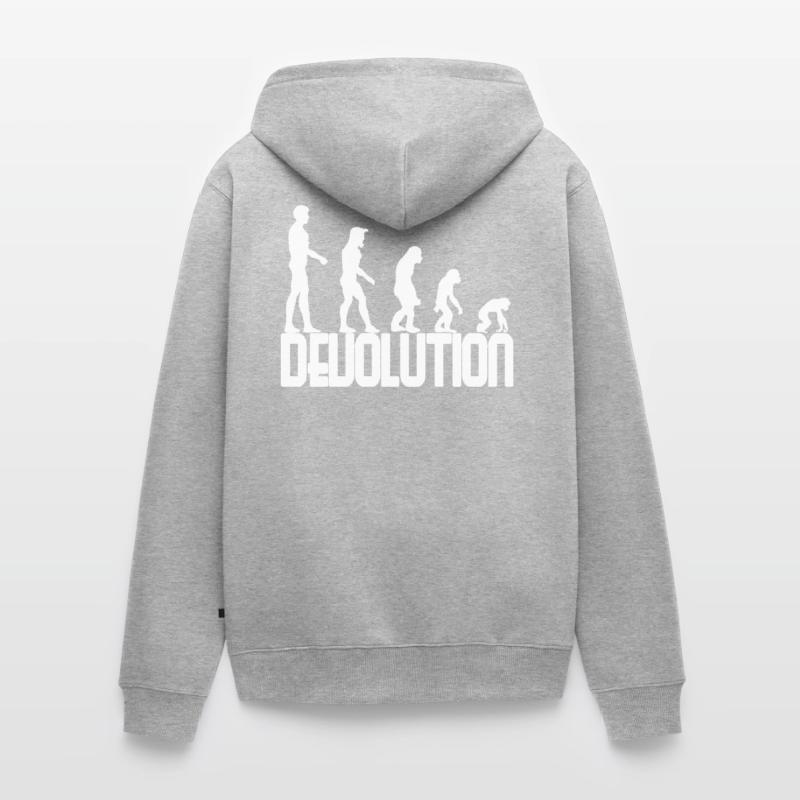 Devolution Evolution schlichtes Design Unisex Premium Bio Zip Hoodie