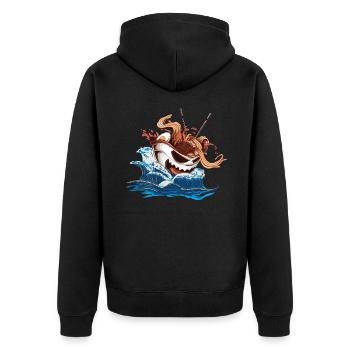 Japanische Suppe - Unisex Premium Bio Zip Hoodie - Schwarz - Hinten - Nico (187cm)
