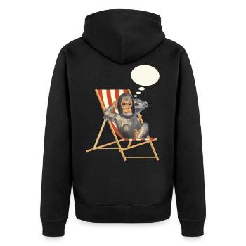 Affe Traum Urlaub Liegestuhl - Unisex Premium Bio Zip Hoodie - Schwarz - Hinten - Nico (187cm)