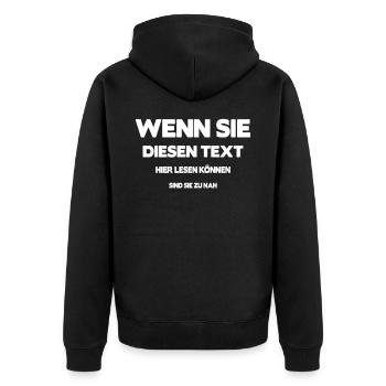 Wenn Sie diesen Text lesen können Sehtest Corona - Unisex Premium Bio Zip Hoodie - Schwarz - Hinten - Nico (187cm)