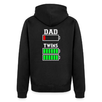 DAD TWINS - father twins - Unisex Premium Organic Zip Hoodie - black - Back - Nico (187cm)
