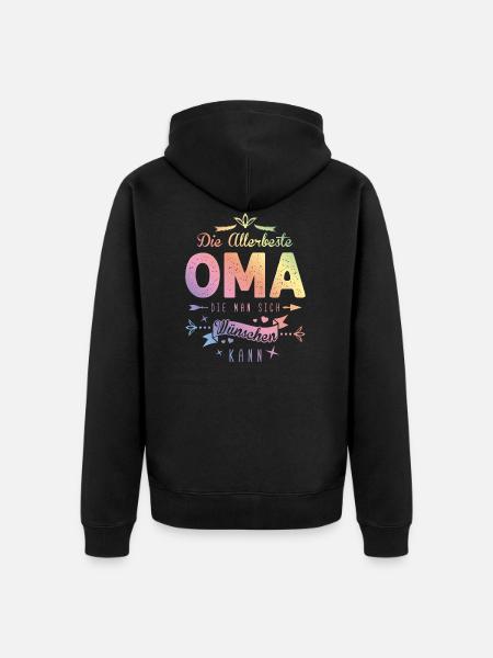 Die Beste Oma Spruch Bunt - Unisex Premium Bio Zip Hoodie - Schwarz