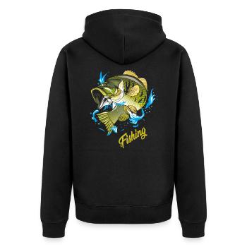 fishing angeln angler fischen fischer fisch - Unisex Premium Bio Zip Hoodie - Schwarz - Hinten - Nico (187cm)