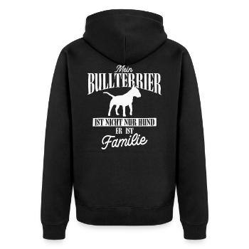 Bullterrier Hund Hundeliebhaber Geschenk - Unisex Premium Bio Zip Hoodie - Schwarz - Hinten - Nico (187cm)