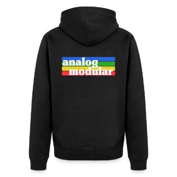 Modular Synthesizer Synth Vintage Retro Analog - Unisex Premium Bio Zip Hoodie - Schwarz - Hinten - Nico (187cm)