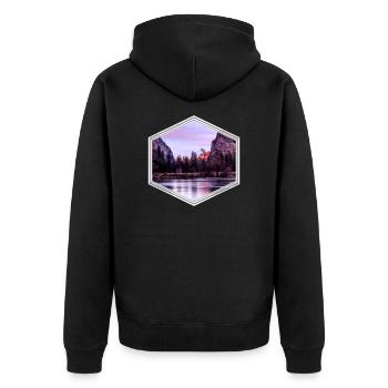 Berg - Unisex Premium Bio Zip Hoodie - Schwarz - Hinten - Nico (187cm)