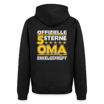 5 Sterne Oma Enkelgeprüft Großmutter Geschenk Baby - Unisex Premium Bio Zip Hoodie - Schwarz - Hinten - Nico (187cm)