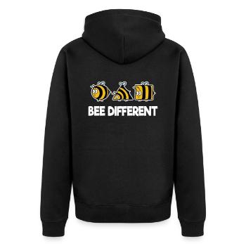Bee Different Bienen Biene Imker Honig individuell - Unisex Premium Bio Zip Hoodie - Schwarz - Hinten - Nico (187cm)