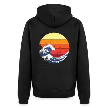 Retro wave japan - Unisex Premium Organic Zip Hoodie - black - Back - Nico (187cm)