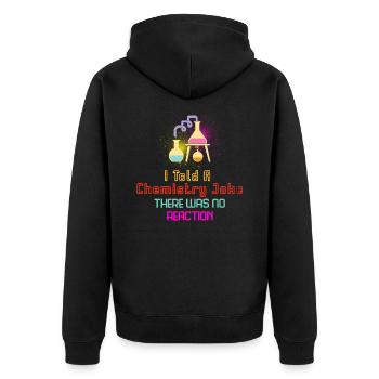 Chemie Witz Reaktion - Unisex Premium Bio Zip Hoodie - Schwarz - Hinten - Nico (187cm)
