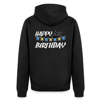 Happy Birthday Birthday Cat Cat Gift - Unisex Premium Organic Zip Hoodie - black - Back - Nico (187cm)