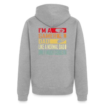 Gamer Dad lustiges Geschenk für Väter Cool Vintage Dad ' - Unisex Premium Bio Zip Hoodie - Grau meliert - Hinten - Nico (187cm)