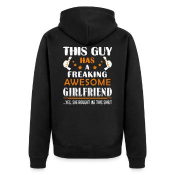 Lustige Freund Geschenkidee Dieser Kerl hat eine tolle - Unisex Premium Bio Zip Hoodie - Schwarz - Hinten - Nico (187cm)