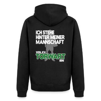 Torhüter Torwart Geschenk Geburtstag Fußball Shirt - Unisex Premium Bio Zip Hoodie - Schwarz - Hinten - Nico (187cm)