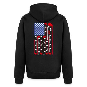 American Flag Golf Club Sport Lustige Golfgeschenke - Unisex Premium Bio Zip Hoodie - Schwarz - Hinten - Nico (187cm)