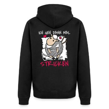 Lustiges Ich Geh Dann Mal Stricken Schaf Geschenk - Unisex Premium Bio Zip Hoodie - Schwarz - Hinten - Nico (187cm)