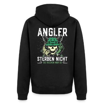 Angler Anglershirt Angeln Angel Angler Angler - Unisex Premium Bio Zip Hoodie - Schwarz - Hinten - Nico (187cm)